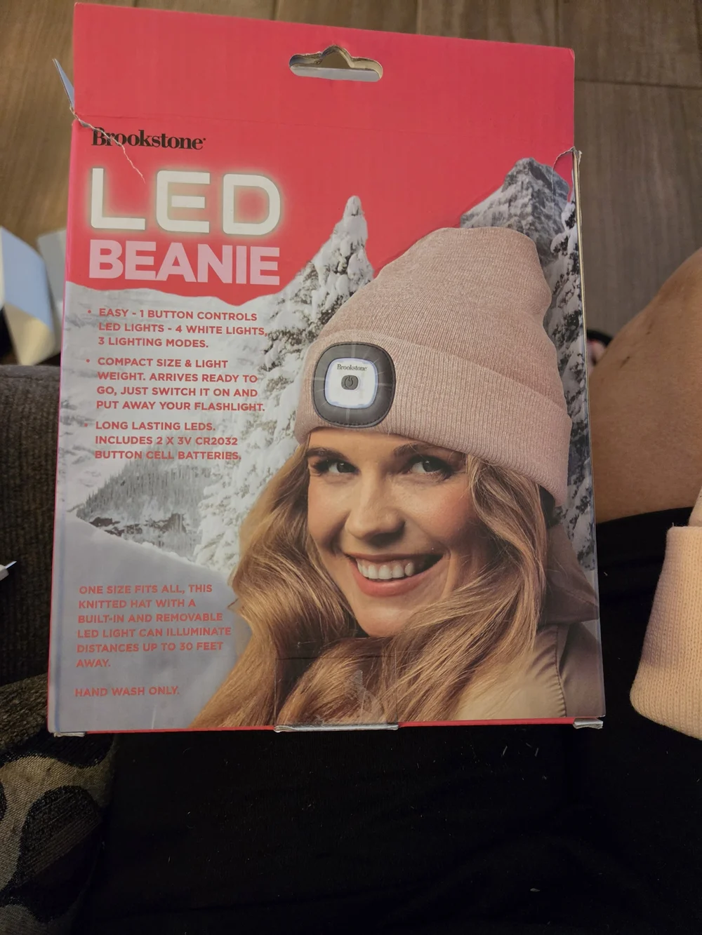 Brookstone Pink LED Beanie Hat with Built-In Light